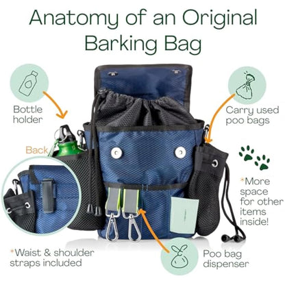Barking Bags | Original Dog Walking Bag - Blue | As Seen On Dragons’ Den | Lightweight & Practical Design | Carry Dog Toys, Treats, Poop Bags & More with Ease
