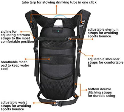 Arvano Bike Backpack, Breathable Cycling Backpack Mountain Bicycle Rucksack, 6L Mini Lightweight Biking Daypack Ski Rucksack Sport Bags Gift for Skiing Mtb Running Hiking Camping Trekking
