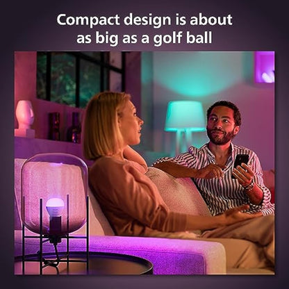 Philips Hue White and Colour Ambiance Luster Smart LED Light Bulb 1 Pack [E14 Edison Screw] for Indoor Home Lighting, Livingroom, Bedroom.