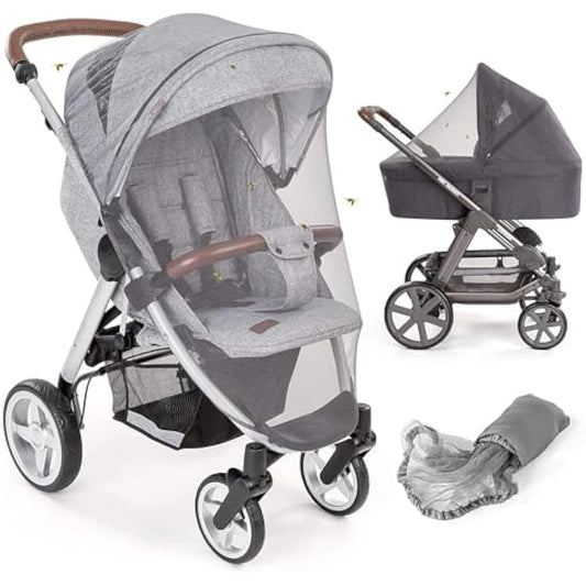 Zamboo Universal Mosquito Net for Pushchair, Pram, Buggy, Carrycot and Travel Cot | Washable and Durable Fine Mesh Insect Protection Netting - Grey