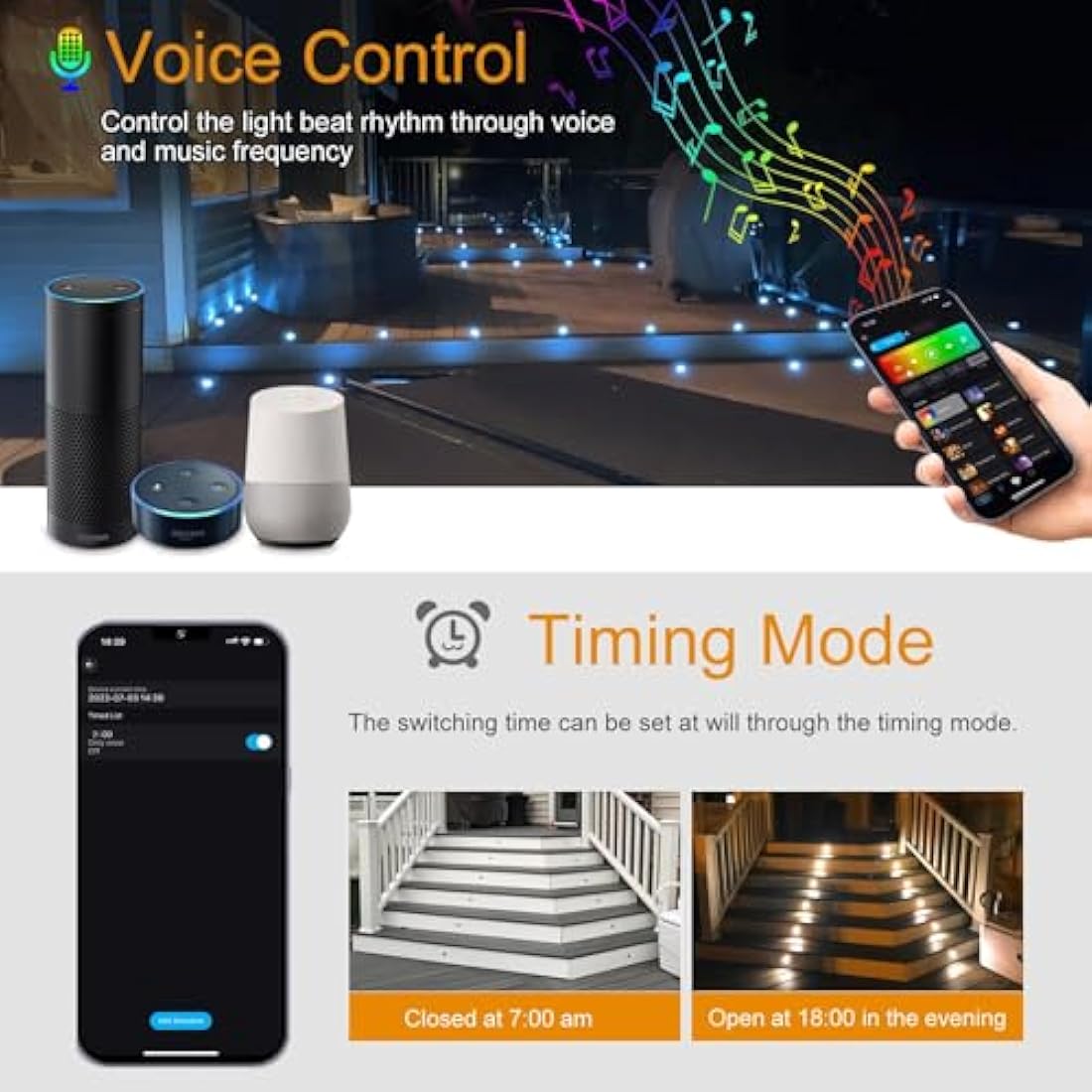 GEYUEYA Home Led Decking Lights RGB Waterproof IP67 Multicolor Ø30MM 12V APP Function LED Deck Lights with Remote Control for Terrace/Patio/Path -30 Packs