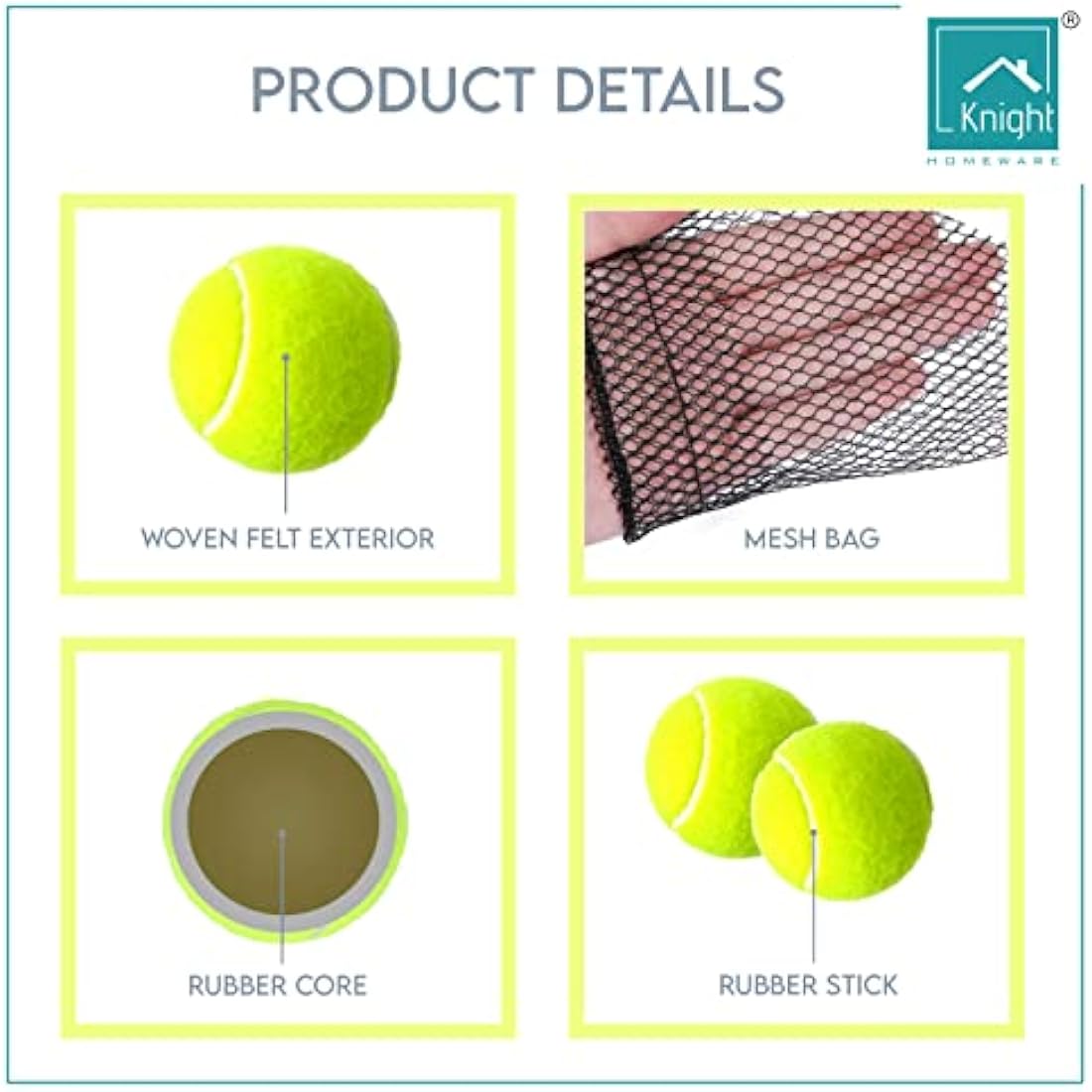 Knight Tennis Balls with Mesh Carrying Bag Pack of 12 & 24|Pressureless,All Court Types |Sports |Dog, Pet Exercise Practice |Throwing Machine |Tennis |Cricket Ball |Soft Tennis