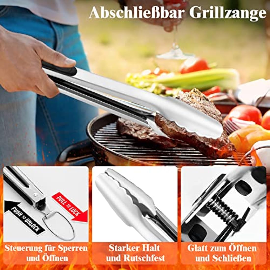 Grilliance 30pcs Stainless Steel Grill Tools Set for Men Gift Birthday, Heavy Duty BBQ Accessories Kit with Bag and Grill Mat, Portable Grilling Utensils for Outdoor Camping Silver
