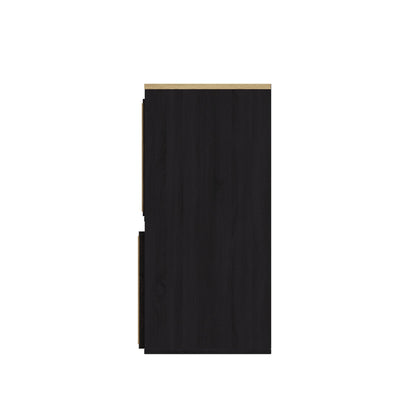 GFW Kube 2x2 Storage Unit Black & Medium Oak, Cube Bookcase with Open and Hidden Storage Compartments, Modern Shelving Unit