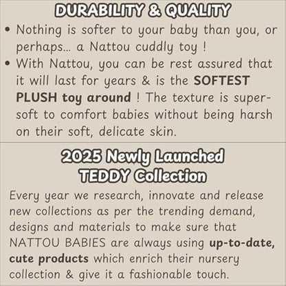 Nattou Wooden Rocker, Fully Padded Seat, Side Supports, Safety Belt, Handles For Small Hands, PETA-Approved Vegan, Soap-Water Cleaning, Super Soft Teddy Fabric Material, 10-36 Months, Taupe Elephant