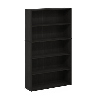 Furinno PASIR Book Shelf, 5-Tier Bookshelf, Bookcase with Open Shelf, 9.4 x 31.5 x 52.7, for Living Room, Bedroom, Home Office, Espresso