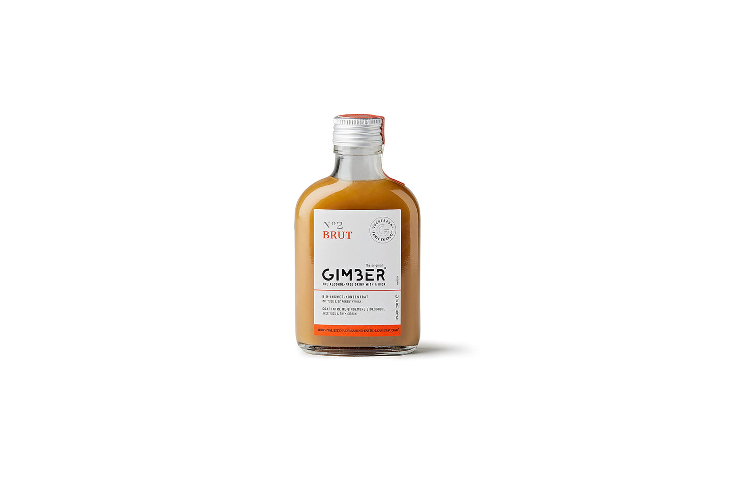 Gimber No.2 Brut Organic Ginger Concentrate 200ml | Less Sugar | Alcohol-Free | Made from Ginger, Yuzu Fruit & Lemon Thyme