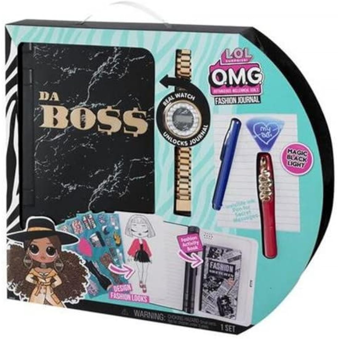 LOL Surprise OMG Fashion Secret Journal - Personal Diary with Invisible Ink Pen, Electronic Password & Watch key