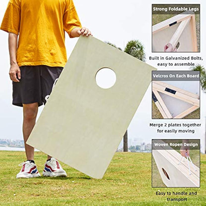Pointyard Outdoor Cornhole Set - Regulation Cornhole Games with 8 All-Weather Bean Bags and Carrying Case - Portable Backyard Board Game for Teens Adults Family