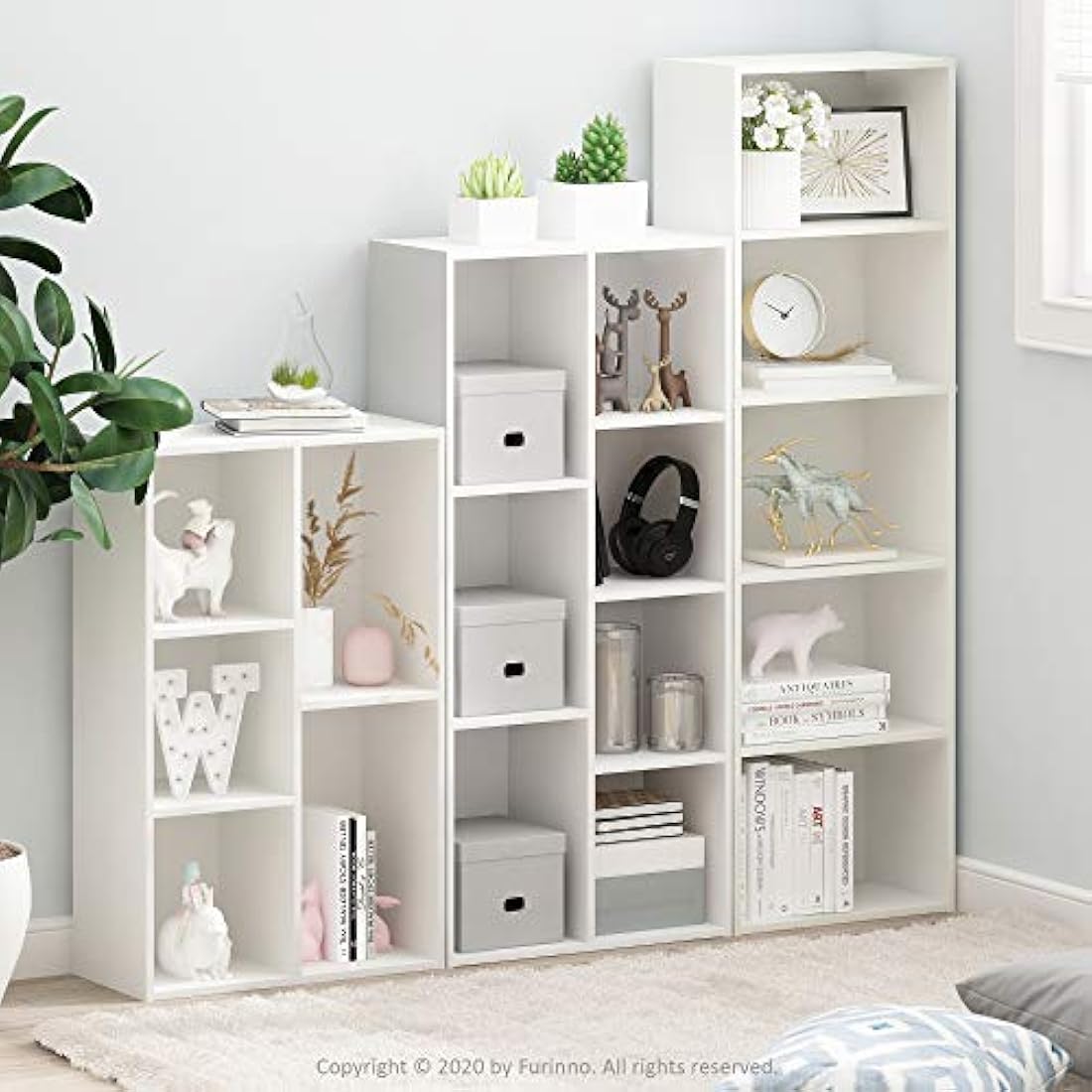 Furinno Luder 5-Cube Reversible Open Shelf, White