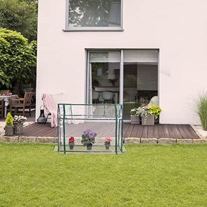 Relaxdays Metal Greenhouse, 92 x 124 x 42 cm, Transparent with Roll-up Door