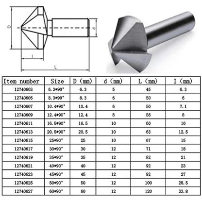 Countersink Drill Bit, KATSU HSS 6542 Countersink Drill Bit 90 Degrees 45mm 3 Flute Chamfer Cutter Drill Bit for Wood Steel Metal Machine Tools, Positioning Drill Mill Cutter 12740623