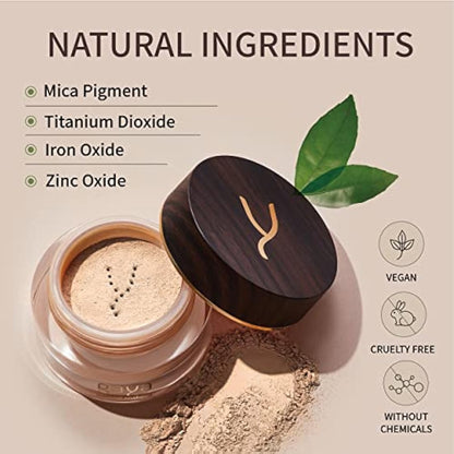 Vegan Buildable Mineral Powder Foundation– Light to Full Coverage, Cruelty-Free Face Makeup Enhances All Skin Types – Smooth Natural-Looking Makeup Foundation Doesn’t Clog Pores by Gaya Cosmetics MF4