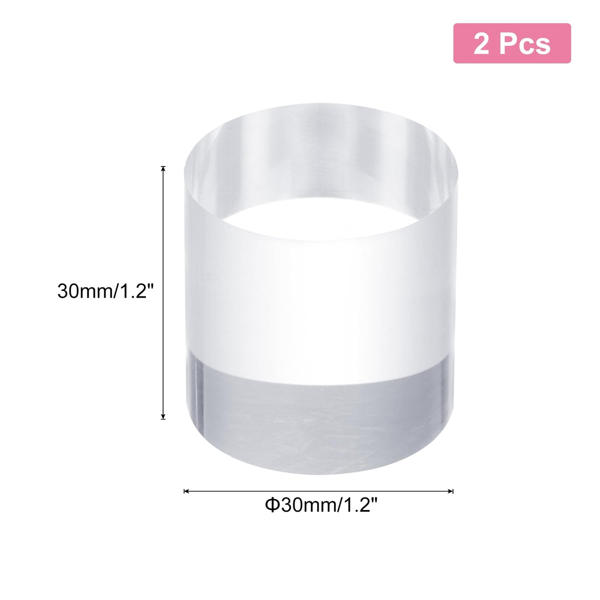 sourcing map 2pcs Acrylic Cylinder Display Blocks, 30 x 30 mm/1.2" x 1.2" Clear Jewelry Display Base Polished Cube Riser Stand Display Holder Base