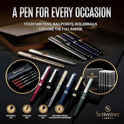 Scriveiner Gold Ballpoint Pen - Stunning Luxury Pen, Real Gold Plating, Schmidt Black Refill, Best Ball Pen Gift Set for Men & Women, Professional Executive Office, Nice Fancy Designer Pens