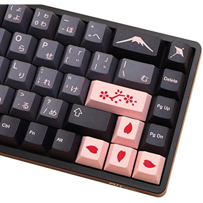 MOLGRIA Keycaps 136 Set Night Sakura for Full Sized Keyboard, Custom PBT Cherry Profile Key Caps Japanese Style with Keycap Puller for Cherry MX 104/87/68/61 60 Percent ANSI/ISO Layout Keyboard