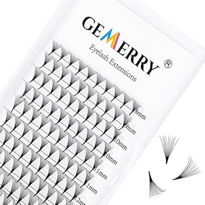 Pre Made Fan Eyelash Extensions 10D Fans 0.07mm C Curl 8-14mm Mix 10D Cluster Eyelash Extension Premade Fans Volume Russian Individual Lashes Cluster Gemerry Fan Lash Extensions(0.07-10D-C curl-Mix)