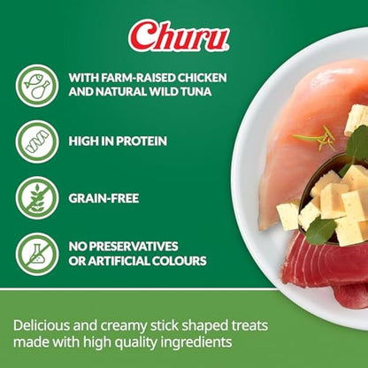 Churu Bites by INABA Dog Treat - Chicken & Cheese Flavour 8 Pack (64 x 12g total) / Crispy Pouches with Creamy Filling, Delicious & Healthy Snack for Dogs, Training Treat, Natural, Grain Free