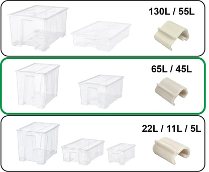 Locking Clips for Samla Box Boxes Rounded Compatible with Ikea-Samla Clips (Pack of 4, 45L/65L)