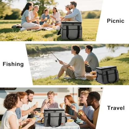 ALLCAMP Large Foldable Insulated Cooler Bag - Thermal Cooler Lunch Bag, Removable Picnic Bag for 2 People, Thick Insulated Picnic Basket - Includes 2 Ice Packs