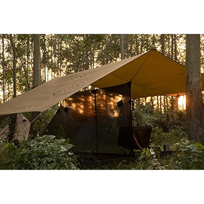OneTigris BULWARK Camping Tarp, 100% Waterproof Bushcraft Shelter, SilNylon Lightweight Hammock Rain Fly Portable Anti UV Large 3.9m *2.9m