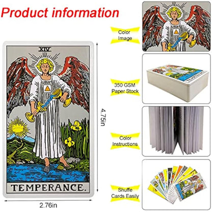 IXIGER Tarot Cards and Book for Beginners Set,Tarot Cards with 165Page Guide Book,Tarot Cards Deck,78 Pcs Classic Tarot Cards Deck for Beginners and Experts Readers with Black Velvet Pouch Bag