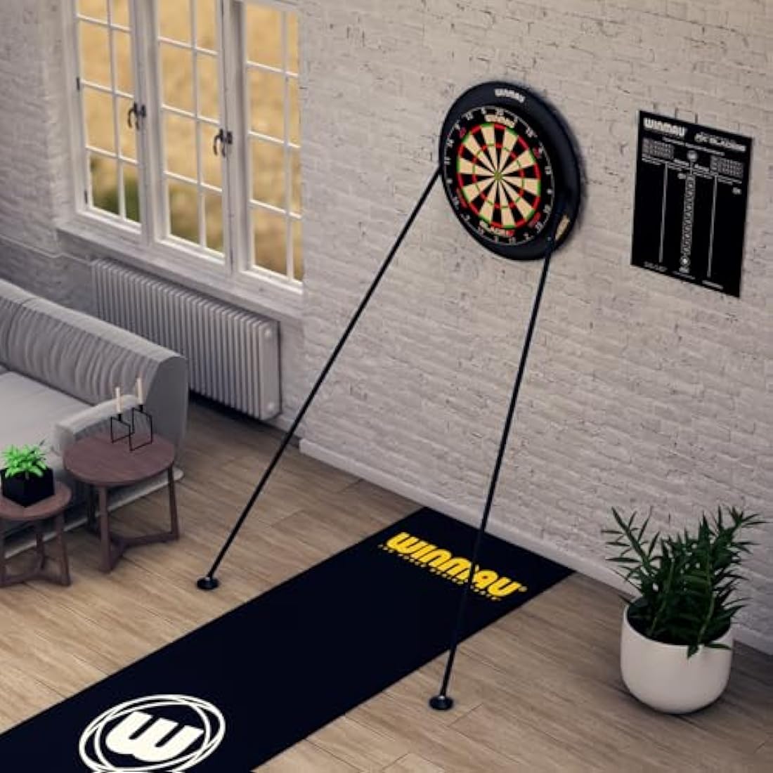 WINMAU Vertex Dart board Stand - Portable, Adjustable & Mount-Free Dartboard Stand System - Professional Darts Accessory - Compatible with All Dartboards