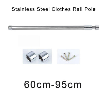 GSHUR 60-95cm Extendable Wardrobe Rail, Stainless Steel Clothes Rail Pole with Screws, Adjustable Wardrobe Rail for Wardrobe, Shower, Balcony, Windows