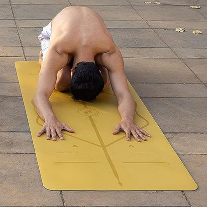 Liforme Original Yoga Mat – Free Yoga Bag Included - Patented Alignment System, Warrior-like Grip, Non-slip, Eco-friendly and Biodegradable, sweat-resistant, long, wide, 4.2mm thick mat for comfort