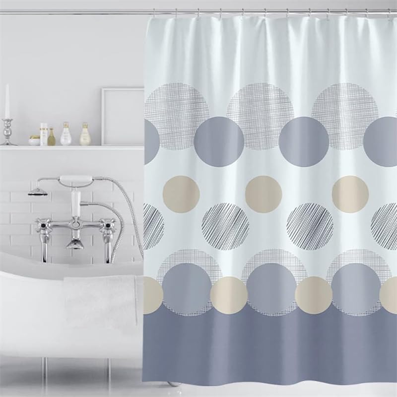 Lkw Ogechi 300x200 CM Waterproof Shower Curtain Big Dot, 180-300 CM Extra Wide Grey Shower Curtain Weighted Hem, Mildew Resistant Shower Curtains Big