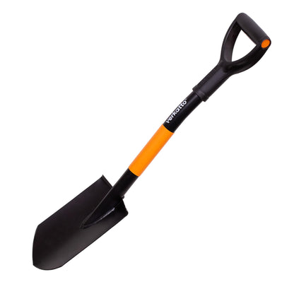 MIVOS Hardened Steel Pointed Spade - 75 cm - Mini Field Spade with Metal Handle and D-Handle - Shovel - Gardener Spade - Small Pointed Shovel for
