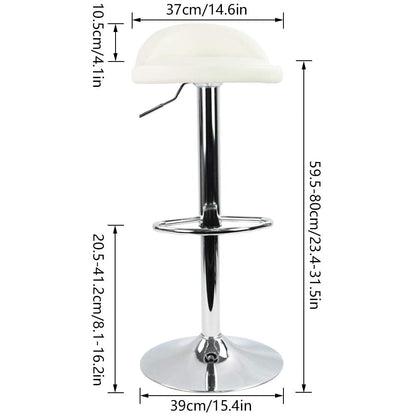 KKTONER PU Leather Round Bar Stool with Back Rest Height Adjustable Swivel Pub Chair Home Kitchen Bar stools Backless Stool with Footrest (White)