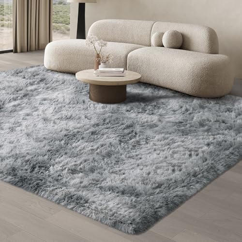 JOJOSEE Rugs Living Room, 200 x 300 cm cm Grey Area Rug, Anti Slip Soft Fluffy Shaggy Extra Large Floor Carpets Mat for Bedroom, Nursery Bedside