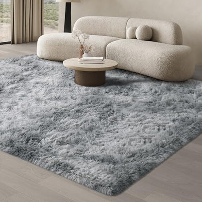 JOJOSEE Rugs Living Room, 200 x 300 cm cm Grey Area Rug, Anti Slip Soft Fluffy Shaggy Extra Large Floor Carpets Mat for Bedroom, Nursery Bedside