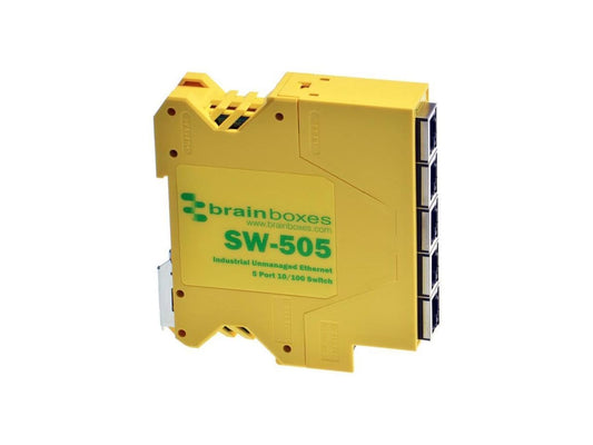 Brainboxes Industrial Compact Ethernet 5 Port Switch DIN Rail Mountable
