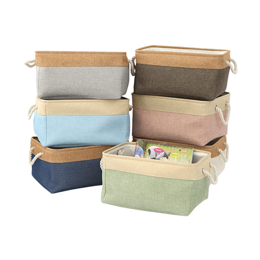 Anevous Foldable Fabric Storage Basket, Grey, 31 x 21 x 13 cm, Linen, Multifunctional Storage Box for Toys, Clothes, Wardrobe