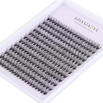 Cluster Eyelash 240pcs 40D 0.07 D Curl 10mm Cluster Eyelashes Extensions, Soft Individual Lashes Natural False Eyelashes Clusters DIY Eyelash Extension At Home (10mm, 40D-D-0.07)