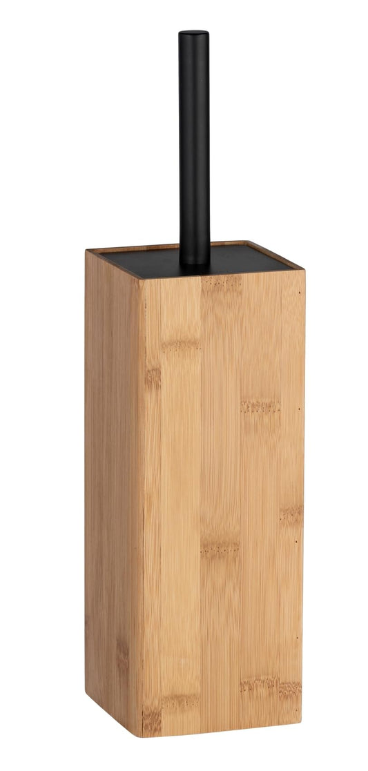 WENKO Padua Closed Toilet Brush Holder Made of Sustainable Bamboo, Includes Toilet Brush with Loft Character, Interchangeable Brush Head Diameter 6.5