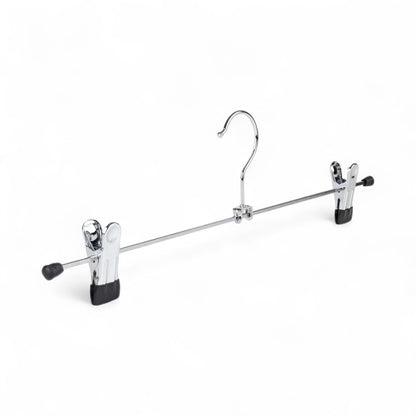 10x Metal Trouser & Skirt Clip Hanger – 40cm Chrome Clothes Hanger with Adjustable Rubber-Dipped Clips – Anti-Rust, Swivel Hook – For Pants, Sheets