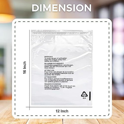 JeeJaan® 100 Pcs of Shirt Packaging Bags 12 x 16 in Clear Garment Bag 305 x 405 mm Polypropylene Bags