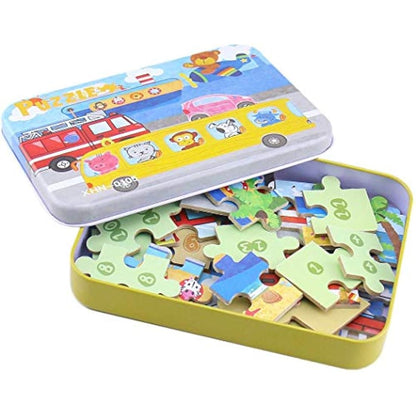 BBLIKE Puzzles Jigsaws for 2 3 4 Year Old - Pack of 4 Puzzles Toy in a Box for Age 2-5, Travel Games for on Plane Educational Learning Birthday Gift Present for Children Boys Girls (Transportation)