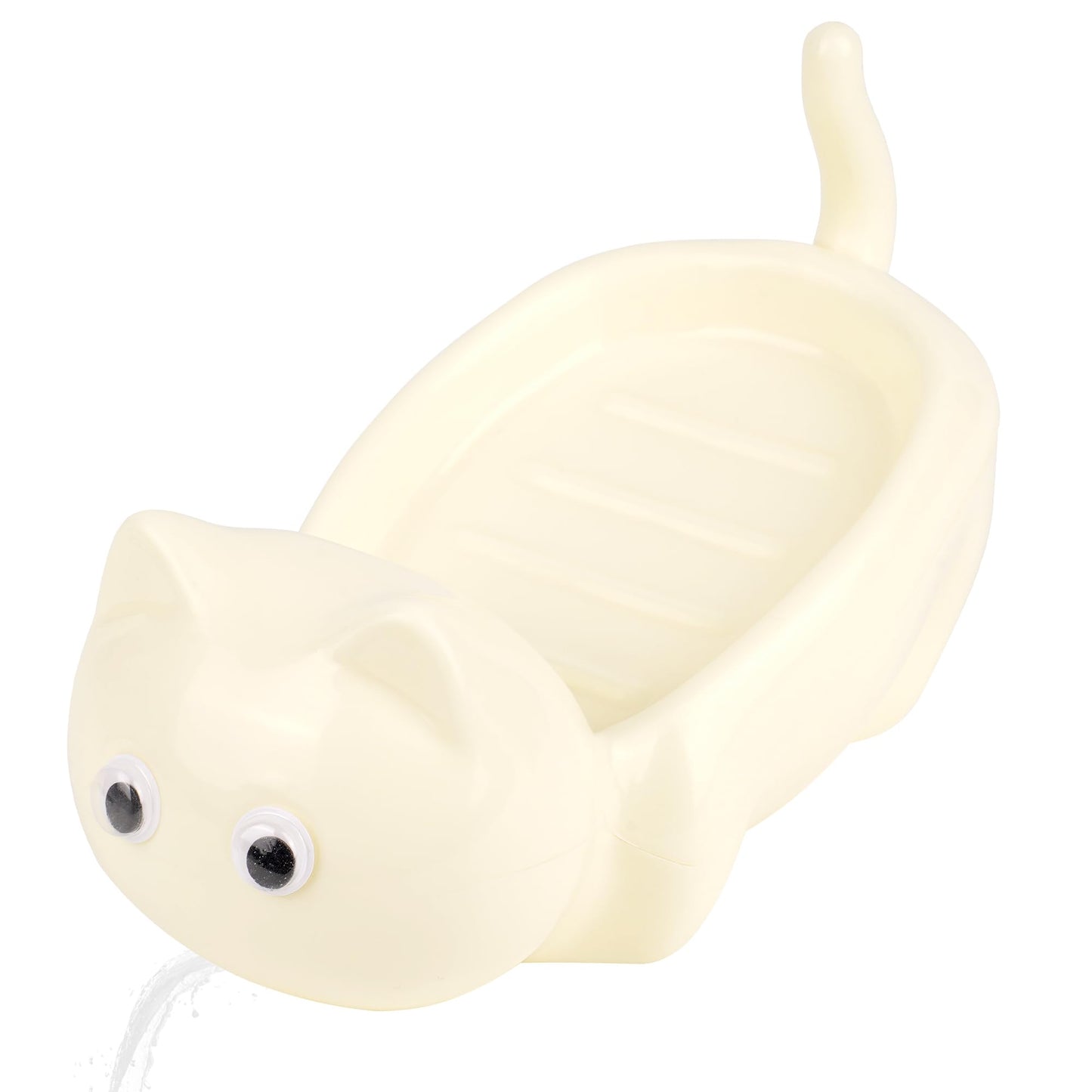 LUWOO Self Draining Soap Holder, Plastic Bar Soap Tray Container with Drainage Hole, Cute Soap Dish Soap Saver for Bathroom, Shower, Kitchen (Cream)