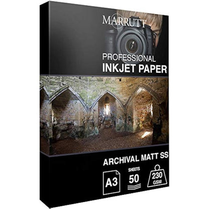 Marrutt 230gsm Archival Matt Single Sided Inkjet Photo Paper: A3-50 Sheets