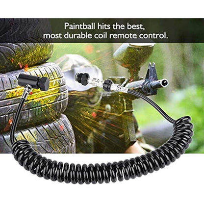 Demeras Paintball Hose for HPA/CO2, Black, Copper, Rubber, Aluminium, 4500 PSI, 1 Pack, Paintball Activities, Remote Coil Cylinder Connection Valve Hose