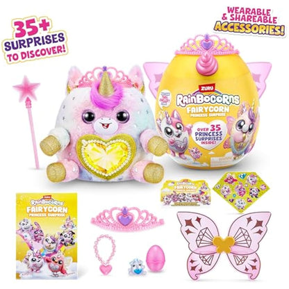 Rainbocorns Fairycorn Princess Series 6 Ruby the Unicorn - Collectible Plush - Magical Fairy Princess Surprises, Cuddle Plush Stuffed Animal, Stickers (Unicorn)