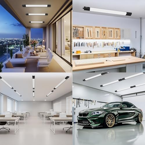Amdelne LED Batten Light 5FT 150CM, Plug in Linkable Garage Lighting, IP65 Waterproof Ceiling Strip Lights for Shed, Workshop, Office, Kitchen, 45W 6500K Daylight