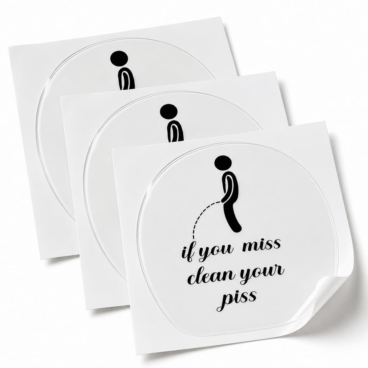 3 Pcs Waterproof Toilet Stickers, Black Bathroom Wall Art Decor