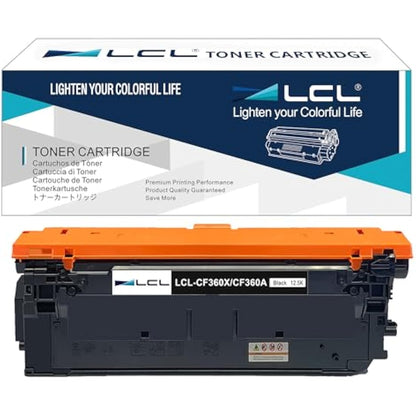 LCL Remanufactured Toner Cartridge 508X 508A CF360A CF360X 12500pages (1 Black) Replacement for HP M553 Printer M577 Printer Color LaserJet Enterprise M552dn M553dn M553n M553x M577c
