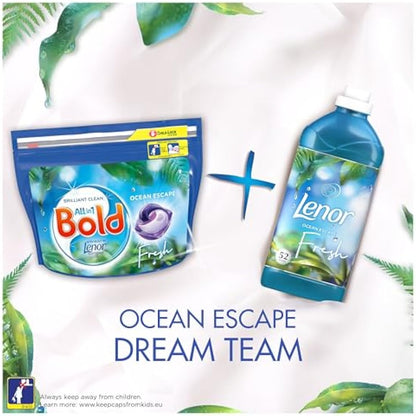 Bold All-in-1 PODS, Washing Liquid Detergent Tablets / Capsules 128 Washes (64X2) Ocean Escape, Washing Detergent For Brilliant Cleaning With Built-In Fabric Softener