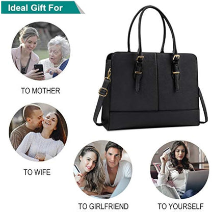 Lubardy Laptop Bags for Women 15.6 inch Ladies Leather Laptop Handbag Work Handbags Womens Tote Bag Office